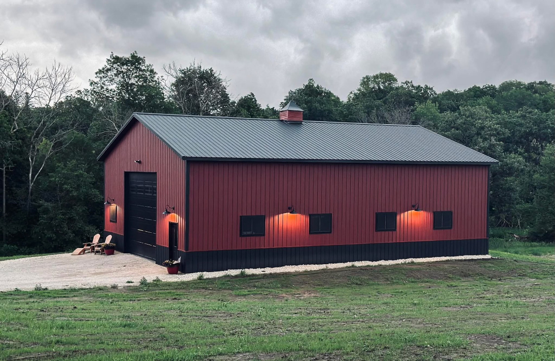 An Example Of Lighting Installed By Certified Electrician Rahman Electric On The Outside Of A Residential Building Or Workshop.